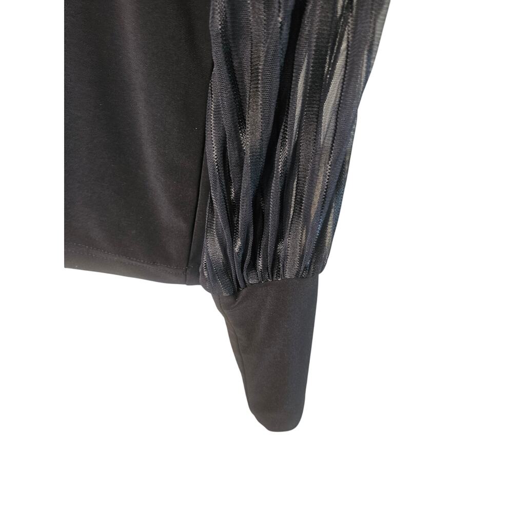 Joseph Ribkoff Black Striped Sheer sleeved Top Sz 14 US Solid cuffs - Picture 5 of 8